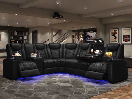 Azure LHR Black Leather Sectional 