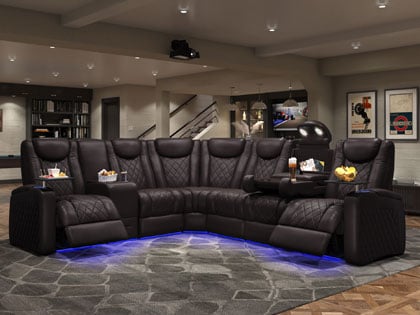 Azure LHR Brown Leather Sectional
