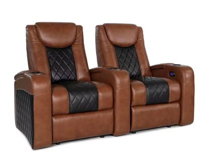 cognac leather home movie theater seating