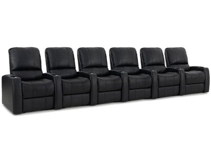 octane blaze black leather home theater seating six seats 
