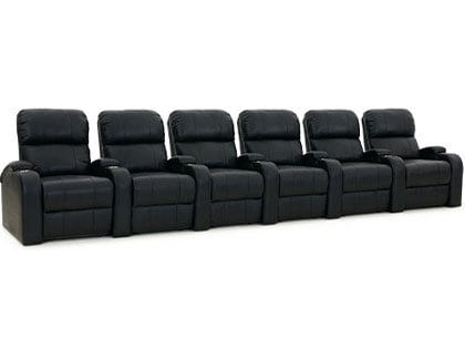 octane edge black leather home theater seating 6 chair 
