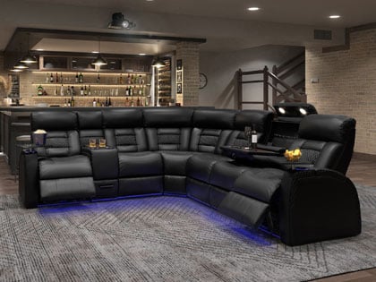 Flex HR power reclining sectional in black leather