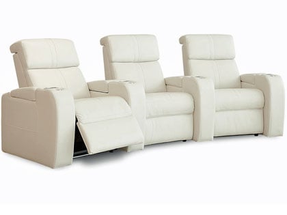 white reclining theater seating
