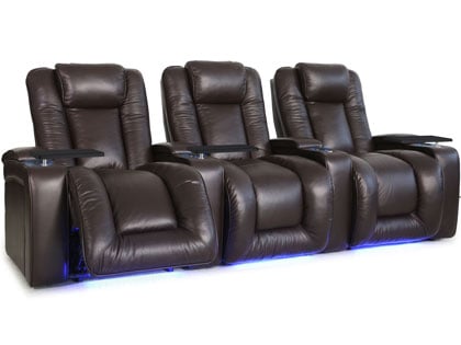 octane force max 3 row theater recliners with lights and USB