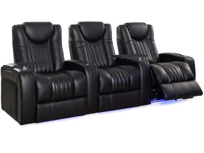 octane oasis black leather recliner with massager and usb port
