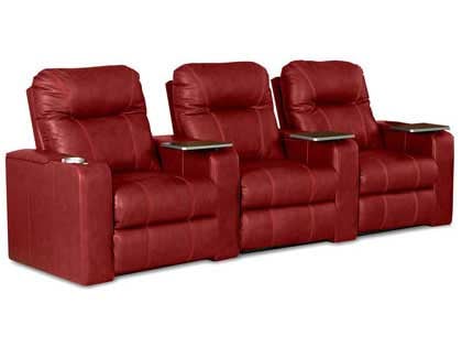 3 red seating theater chairs
