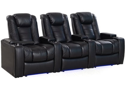 octane oasis black leather recliner with massager and usb port
