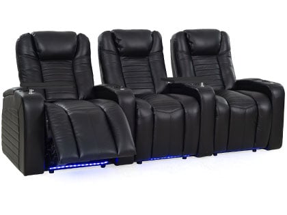 octane oasis black leather recliner with massager and usb port