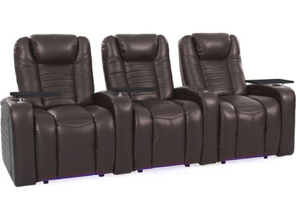 octane oasis brown leather overstuffed chairs with heat and massage
