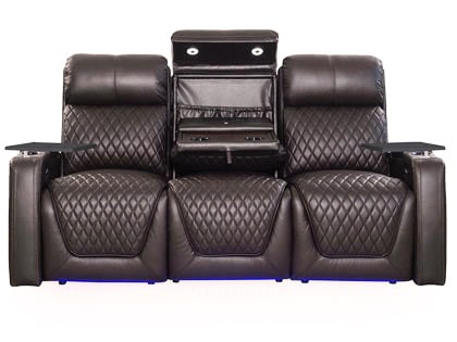 octane epic lhr heated massage sofa with drop down back with lights and an accessory dock