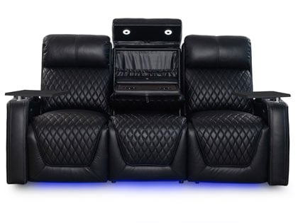octane epic lhr heated massage sofa with drop down back with lights and an accessory dock