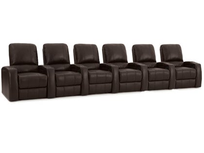 octane storm brown leather 6 seater movie recliner 
