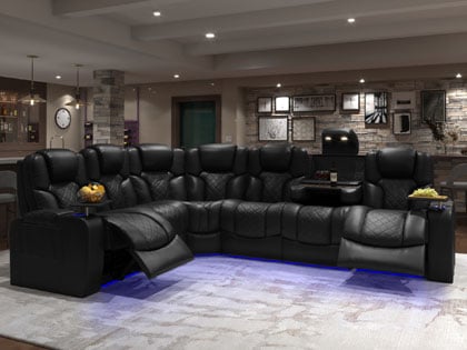 Vega LHR Max Big and Tall Sectional in black leather 