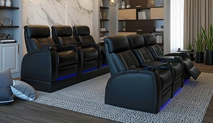 home theater seating with built-on risers
