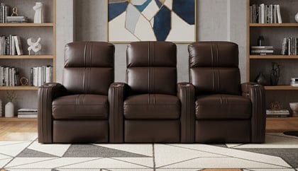 home theater seating with power lumbar and power headrest