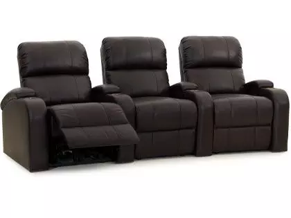 Home Theatre Chairs Straight Row of 2 Seats Cloud XS850 Manual Recline Octane Seating Black Top Grain Leather Space Saving Design